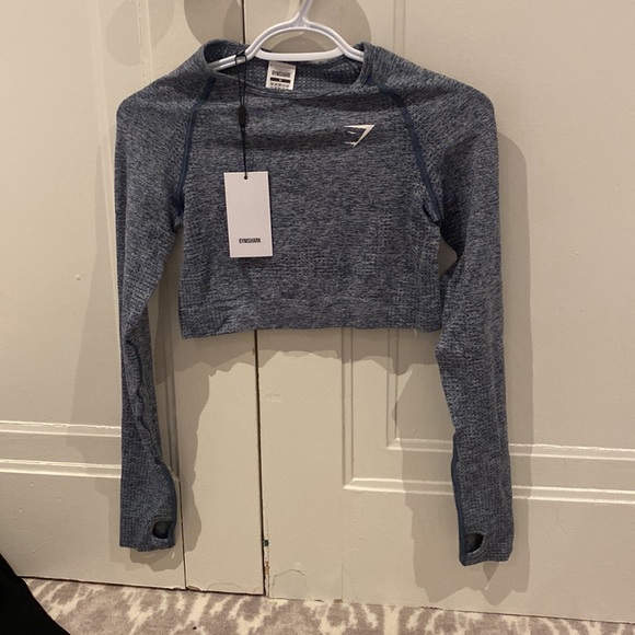 Gymshark Vital Seamless Long Sleeve Crop Top - Teal Marl - Picture 4 of 5